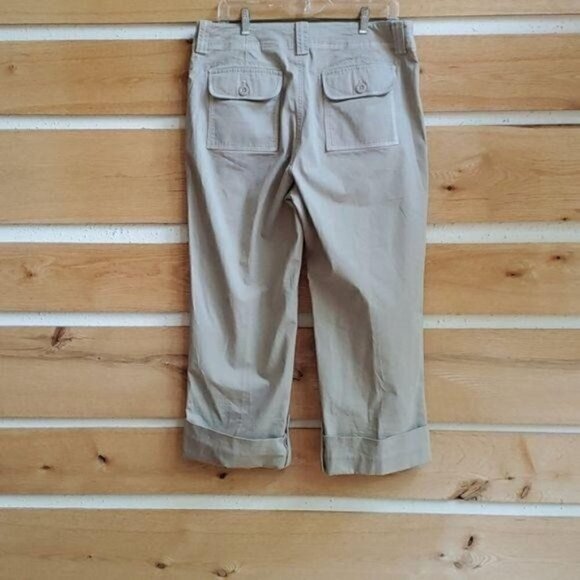 Eddie Bauer Embroidered Cargo Pockets Beige Sporting Cinched Sz 12 Cuffed Pants - Picture 3 of 11